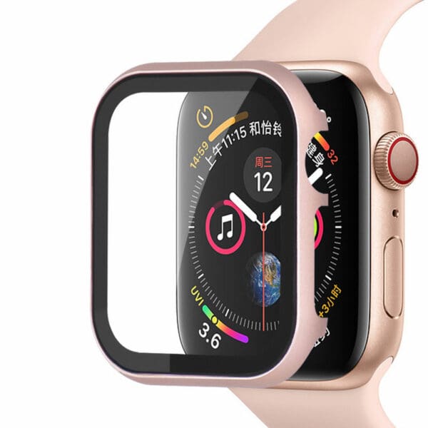 Metalish Kryt s Ochranným Sklom pre Apple Watch Rose Pink