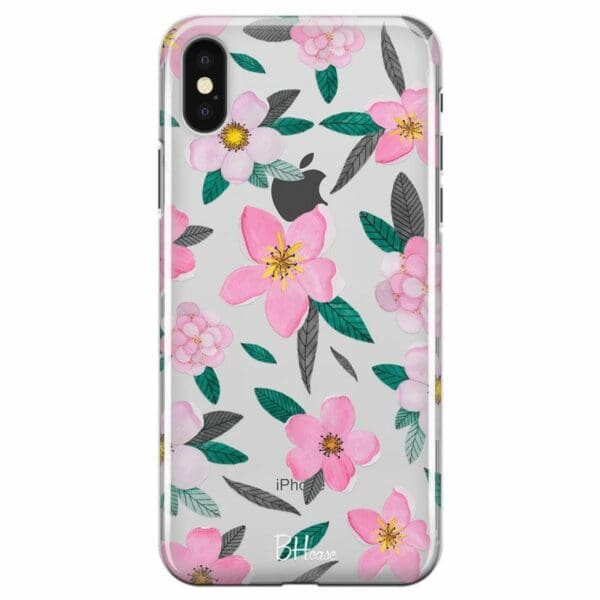 Pink Floral Kryt iPhone X/XS
