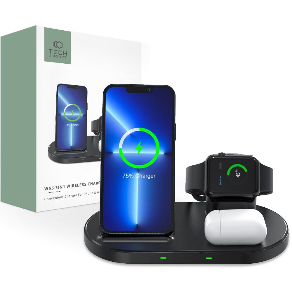 Tech-Protect W55 Wireless Charging Station Black