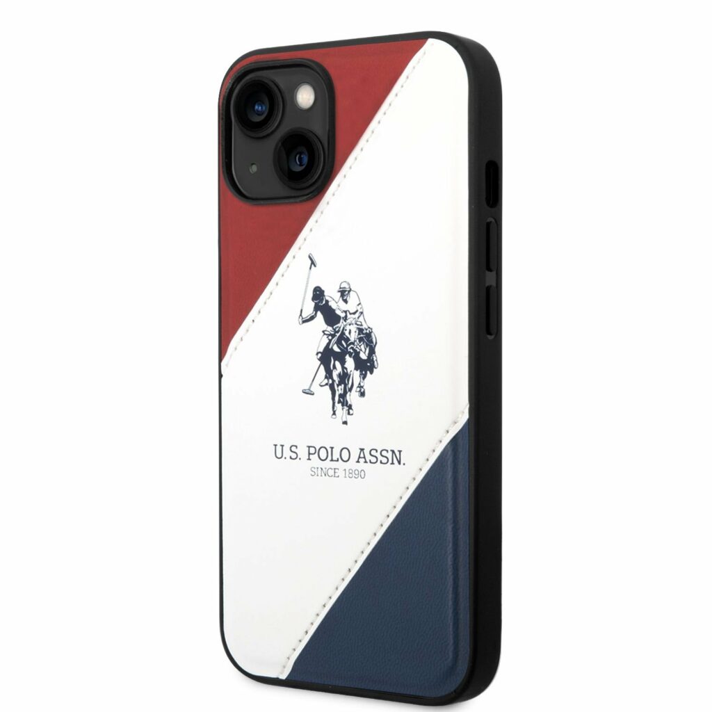 U.S. Polo PU Leather Double Horse Kryt iPhone 14 Plus Red/White/Navy