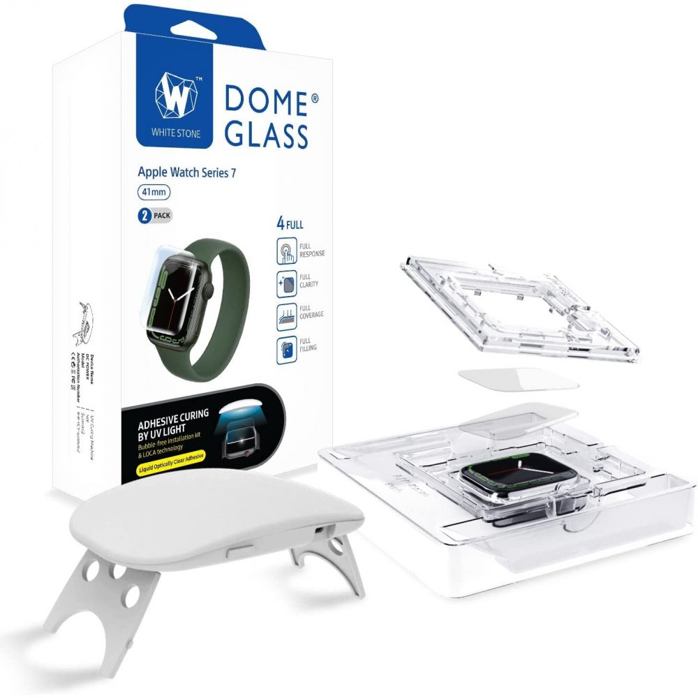 Whitestone Dome Glass 2-pack & Bezel Apple Watch 7 / 8 (41 Mm) Clear