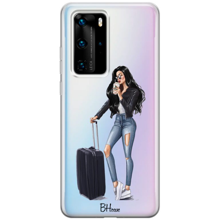 Woman Black Haired With Baggage Kryt Huawei P40 Pro
