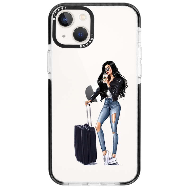 Woman Black Haired With Baggage Kryt iPhone 13 Mini