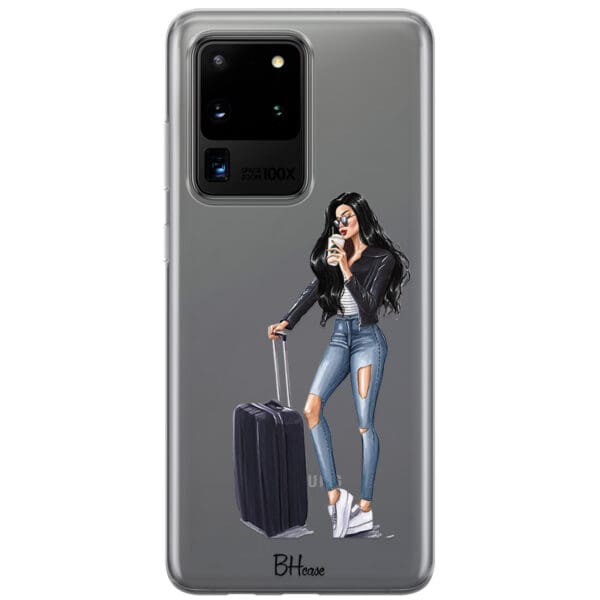 Woman Black Haired With Baggage Kryt Samsung S20 Ultra