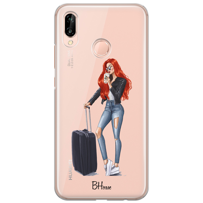 Woman Redhead With Baggage Kryt Huawei P20 Lite
