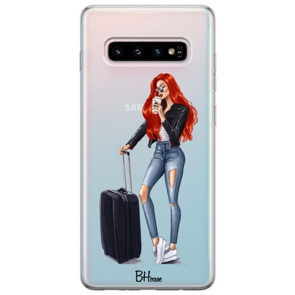 Woman Redhead With Baggage Kryt Samsung S10