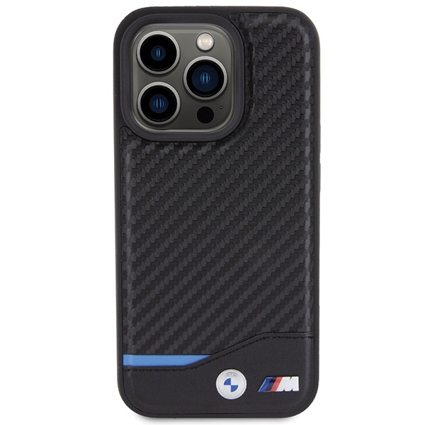 BMW BMHCP15L22NBCK Black Leather Carbon Kryt iPhone 15 Pro