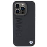 BMW BMHCP15XSLLBK Black Leather Hot Stamp Kryt iPhone 15 Pro Max