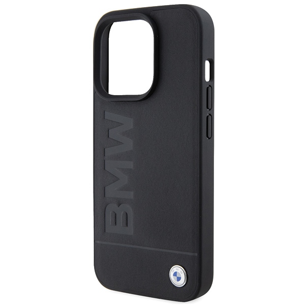 BMW BMHMP15XSLLBK Black MagSafe Leather Hot Stamp Kryt iPhone 15 Pro Max