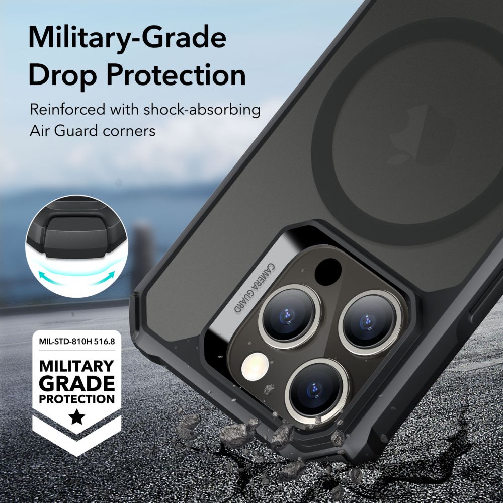 ESR Air Armor Halolock MagSafe Frosted Black Kryt iPhone 15 Pro