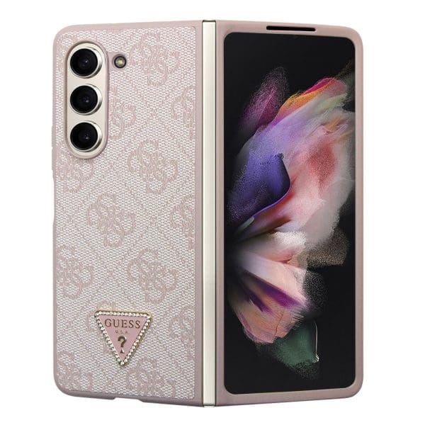 Guess 4G PU Leather Triangle Pink Kryt Samsung Galaxy Z Fold 5