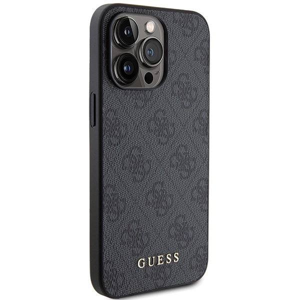Guess GUHCP15LG4GFGR Grey Hardcase 4G Metal Gold Logo Kryt iPhone 15 Pro
