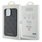 Guess GUHCP15LG4GFGR Grey Hardcase 4G Metal Gold Logo Kryt iPhone 15 Pro