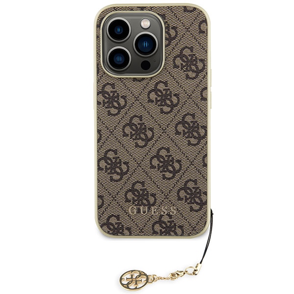 Guess GUHCP15LGF4GBR Brown Hardcase 4G Charms Collection Kryt iPhone 15 Pro