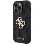 Guess GUHCP15LPSP4LGK Black Hardcase Leather Perforated 4G Glitter Logo Kryt iPhone 15 Pro