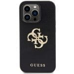 Guess GUHCP15LPSP4LGK Black Hardcase Leather Perforated 4G Glitter Logo Kryt iPhone 15 Pro