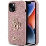 Guess GUHCP15MHG4SGP Pink Hardcase Glitter Script Big 4G Kryt iPhone 15 Plus