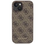 Guess GUHCP15SG4GFBR Brown Hardcase 4G Metal Gold Logo Kryt iPhone 15