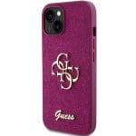 Guess GUHCP15SHG4SGU Purple Hardcase Glitter Script Big 4G Kryt iPhone 15