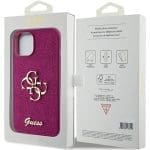 Guess GUHCP15SHG4SGU Purple Hardcase Glitter Script Big 4G Kryt iPhone 15