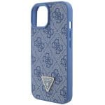 Guess GUHCP15SP4TDPB Blue Hardcase Leather 4G Triangle Strass Kryt iPhone 15