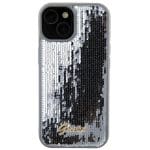 Guess GUHCP15SPSFDGSS Silver Hardcase Sequin Script Metal Kryt iPhone 15