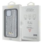 Guess GUHCP15SPSFDGSS Silver Hardcase Sequin Script Metal Kryt iPhone 15