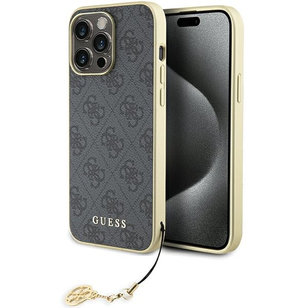 Guess GUHCP15XGF4GGR Grey Hardcase 4G Charms Collection Kryt iPhone 15 Pro Max