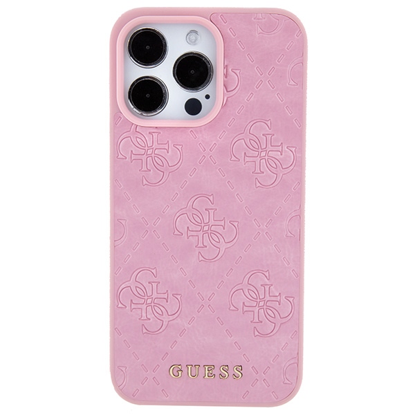 Guess GUHCP15XP4EPMP Pink Hardcase Leather 4G Stamped Kryt iPhone 15 Pro Max