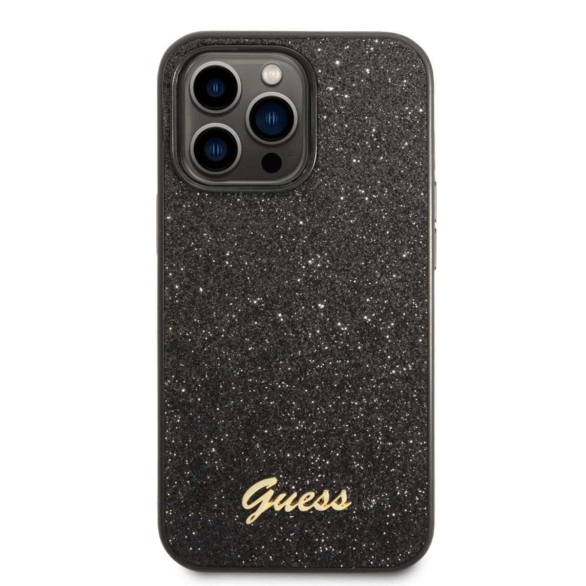 Guess PC/TPU Glitter Flakes Metal Logo Black Kryt iPhone 14 Pro Max