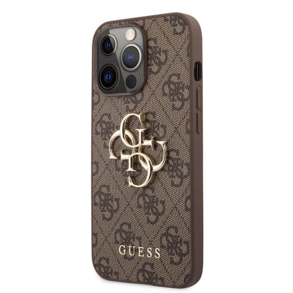 Guess PU 4G Metal Logo Brown Kryt iPhone 13 Pro Max