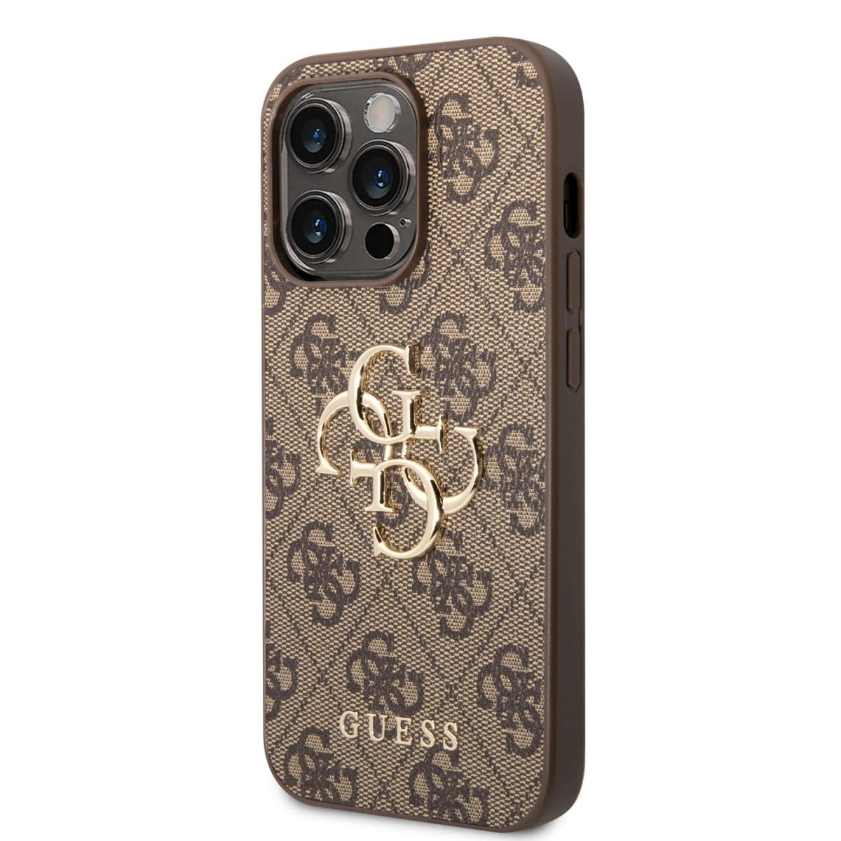 Guess PU 4G Metal Logo Brown Kryt iPhone 15 Pro