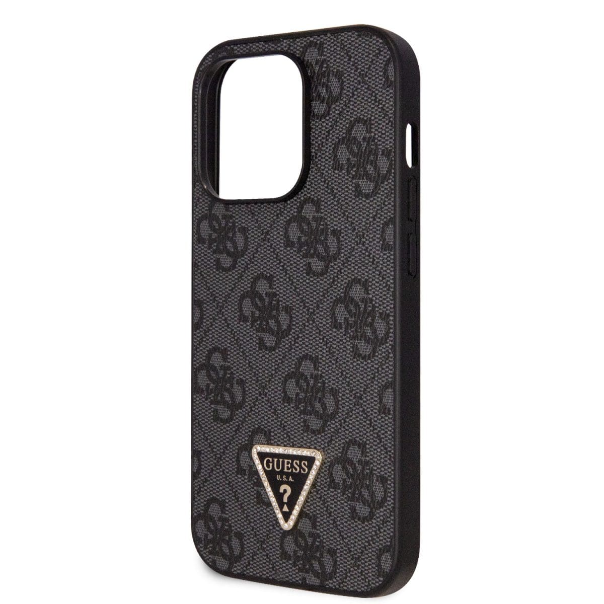 Guess PU 4G Strass Triangle Metal Logo Black Crossbody Popruh + Kryt iPhone 15 Pro Max