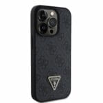Guess PU 4G Strass Triangle Metal Logo Black Kryt iPhone 15 Pro
