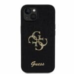 Guess PU Fixed Glitter 4G Metal Logo Black Kryt iPhone 15