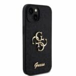 Guess PU Fixed Glitter 4G Metal Logo Black Kryt iPhone 15