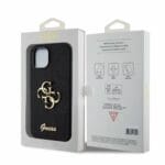 Guess PU Fixed Glitter 4G Metal Logo Black Kryt iPhone 15