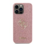 Guess PU Fixed Glitter 4G Metal Logo Pink Kryt iPhone 15 Pro Max