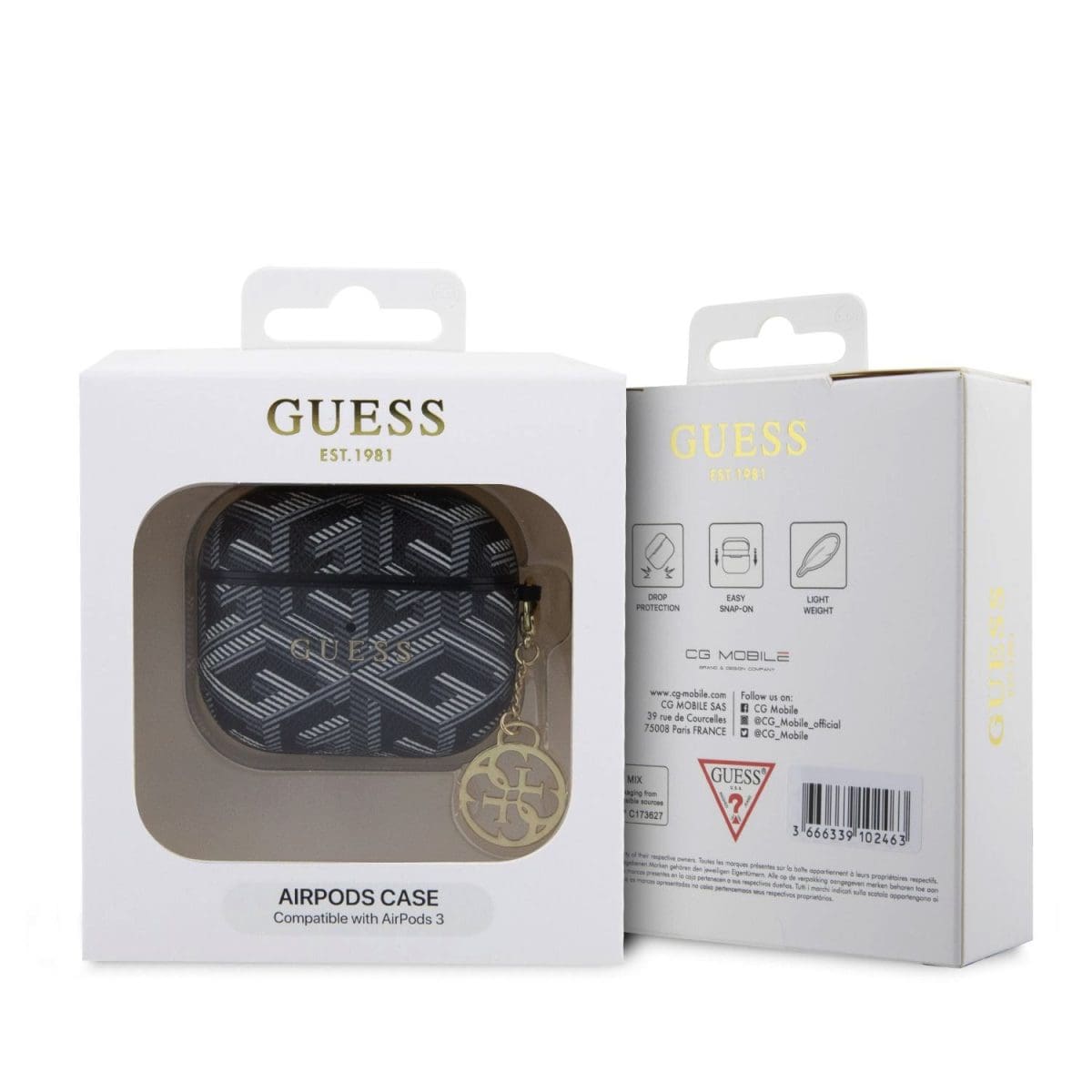 Guess PU G Cube Charm Kryt AirPods 3 Black