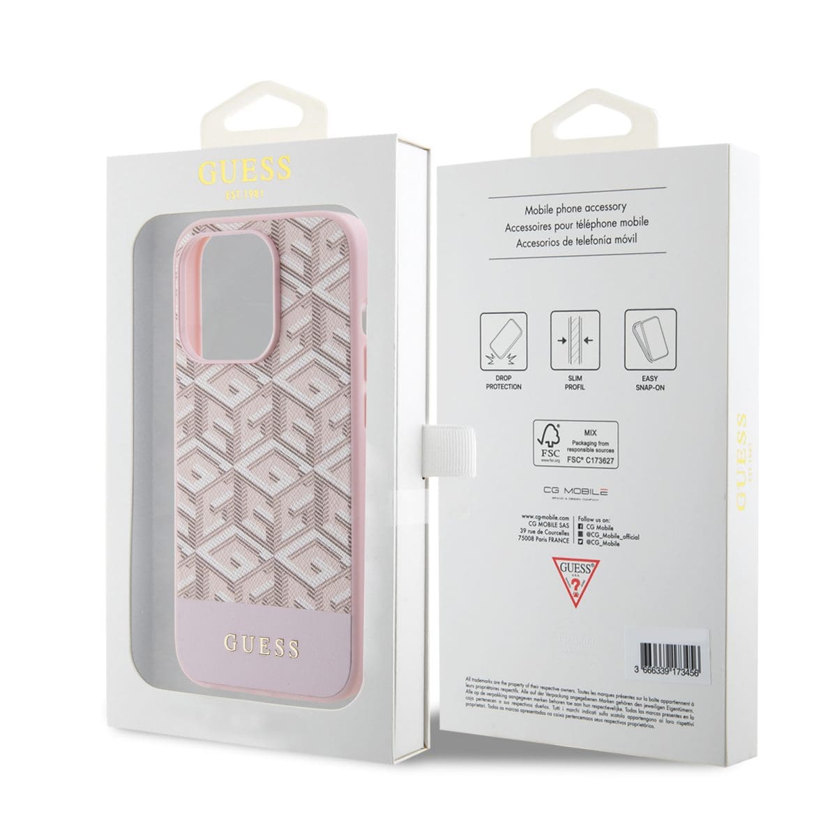 Guess PU G Cube MagSafe Pink Kryt iPhone 15 Pro