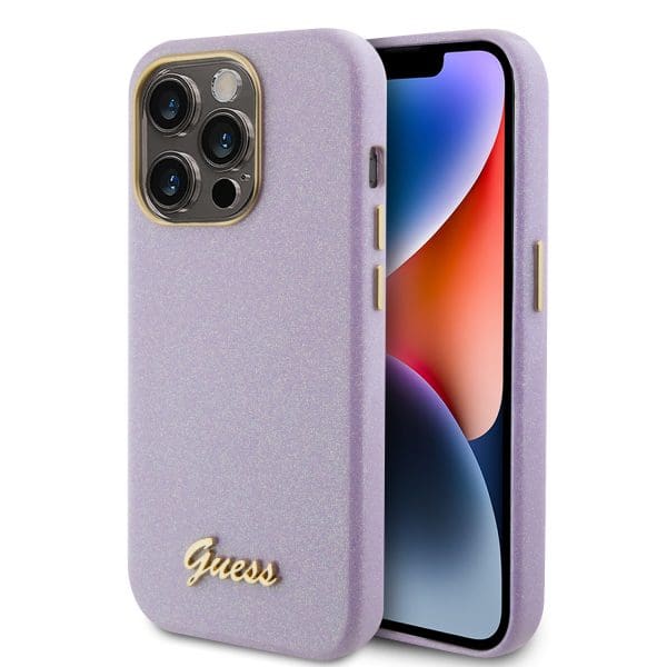 Guess PU Glitter Full Wrapped Lilac Kryt iPhone 15 Pro