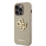 Guess PU Perforated 4G Glitter Metal Logo Gold Kryt iPhone 14 Pro