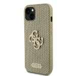 Guess PU Perforated 4G Glitter Metal Logo Gold Kryt iPhone 15