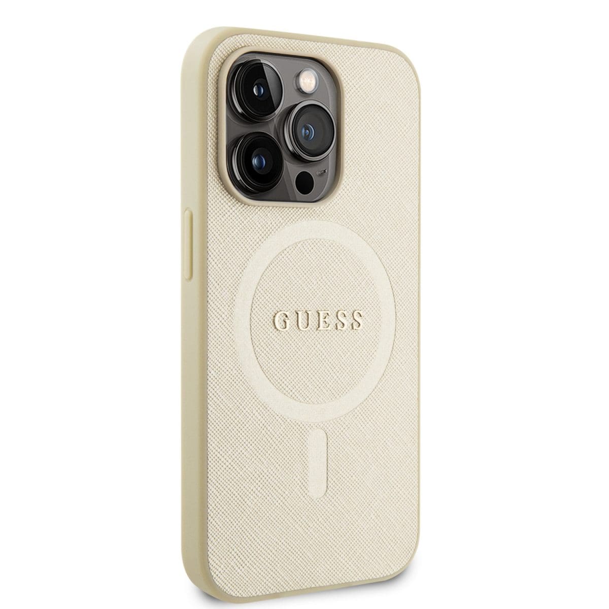 Guess PU Saffiano MagSafe Beige Kryt iPhone 15 Pro
