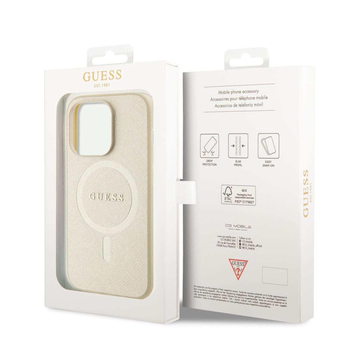Guess PU Saffiano MagSafe Beige Kryt iPhone 15 Pro Max