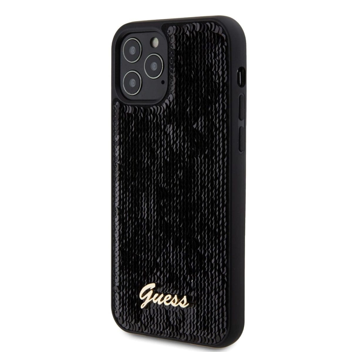 Guess Sequin Script Logo Black Kryt iPhone 12/12 Pro