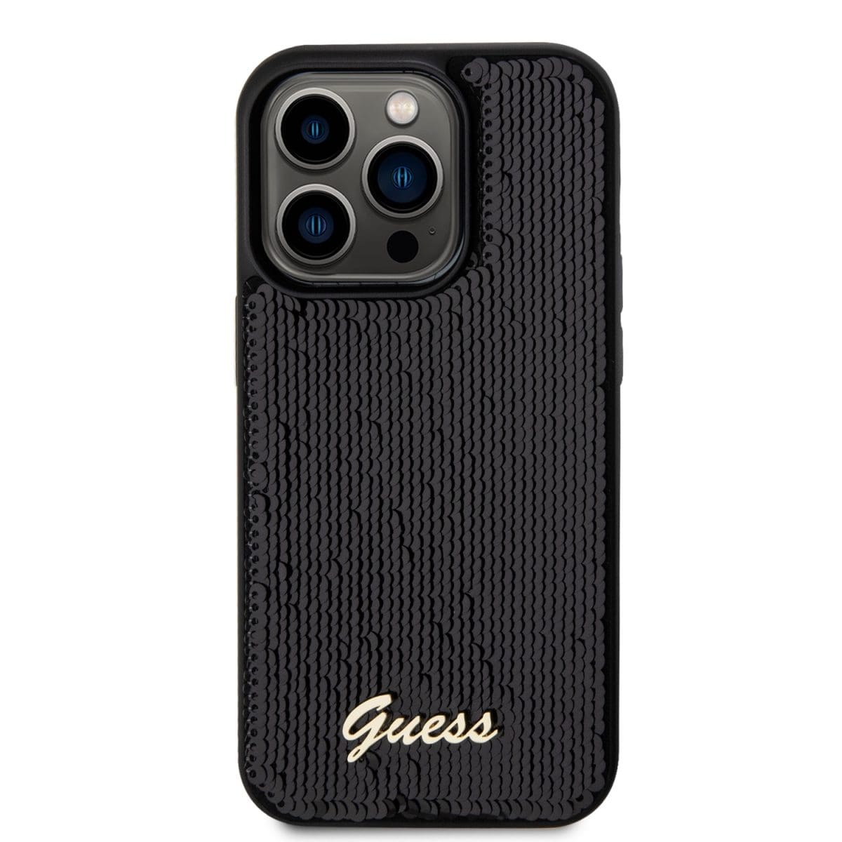 Guess Sequin Script Logo Black Kryt iPhone 14 Pro