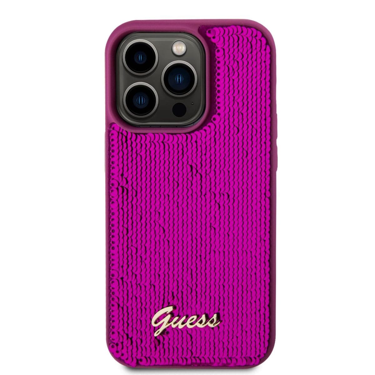 Guess Sequin Script Logo Magenta Kryt iPhone 14 Pro Max