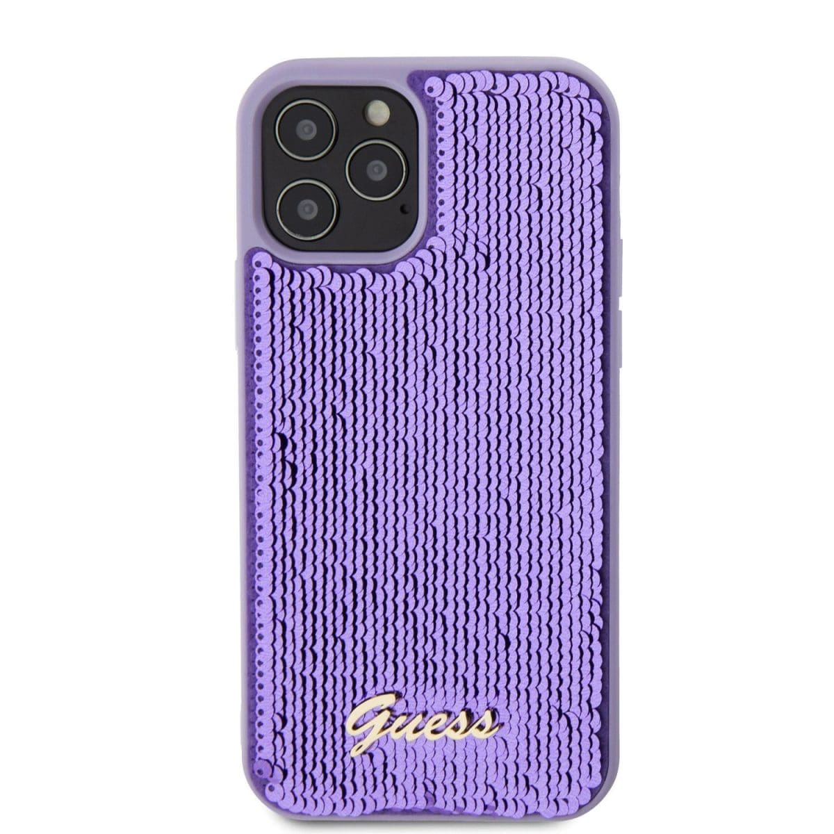 Guess Sequin Script Logo Purple Kryt iPhone 12/12 Pro