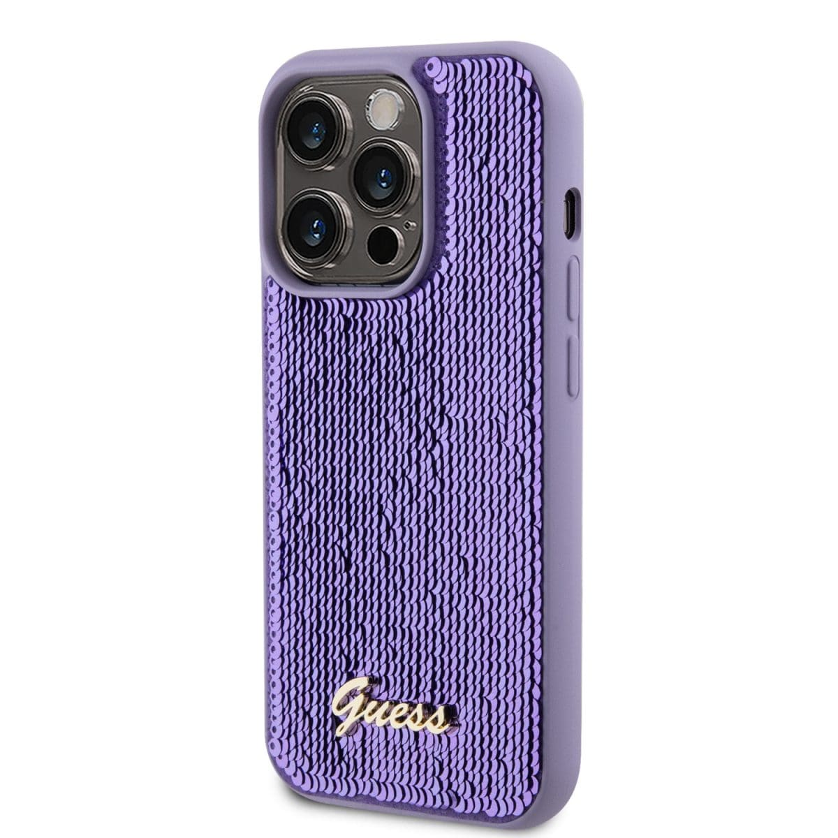 Guess Sequin Script Logo Purple Kryt iPhone 15 Pro Max